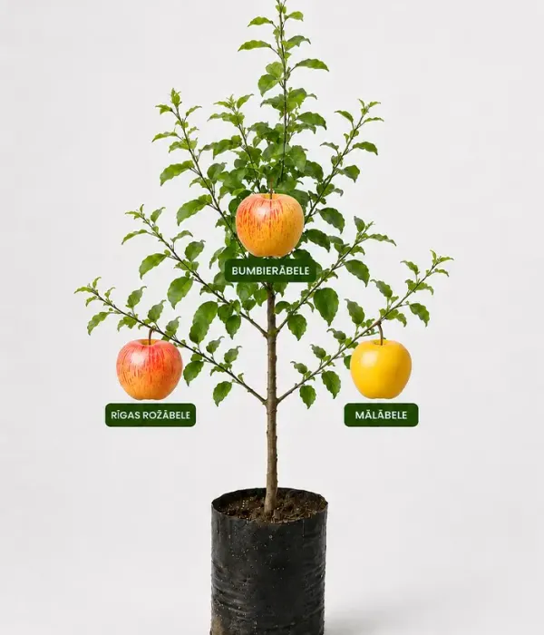 Rodinná multi-jabloň (Malus domestica) BUMBIERĀBELE + RĪGAS ROŽĀBELE + MĀLĀBELE 26/11