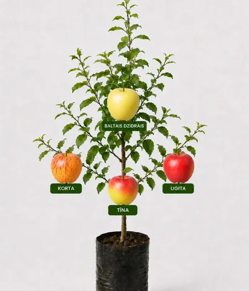 Familien-Apfelbaum (Malus domestica) KORTA + BALTAIS DZIDRAIS + TĪNA + LIGITA 26/17 - Tutifruti, s.r.o.