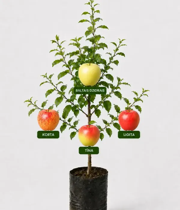 Rodinná multi-jabloň (Malus domestica) KORTA + BALTAIS DZIDRAIS + TĪNA + LIGITA 26/27